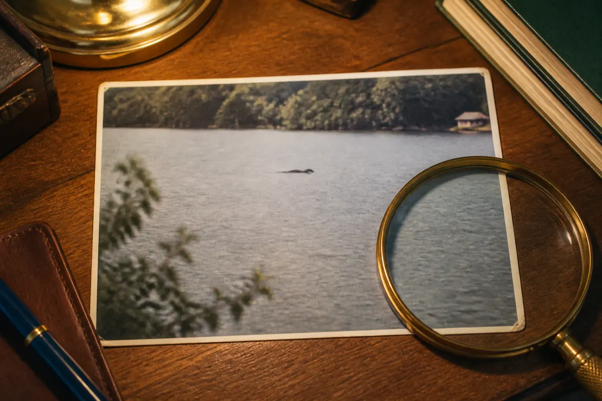 A blurry photograph of a shape in a lake