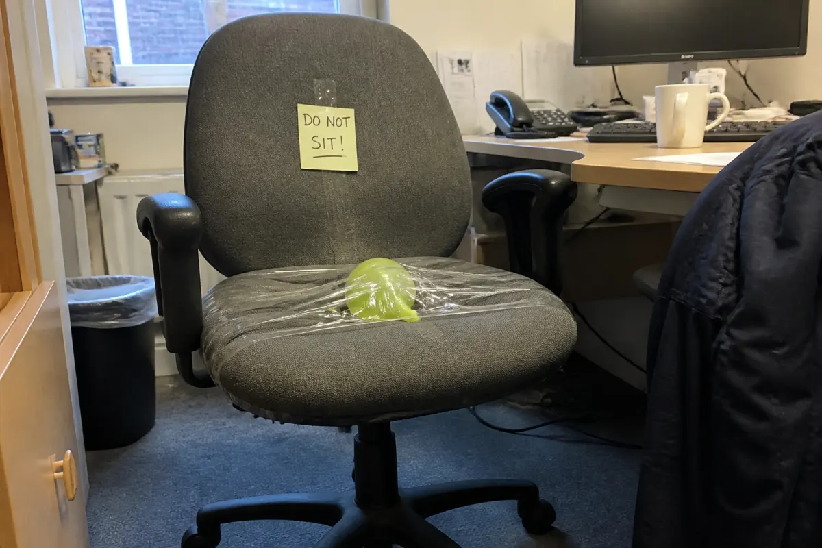 Air horn under a chair